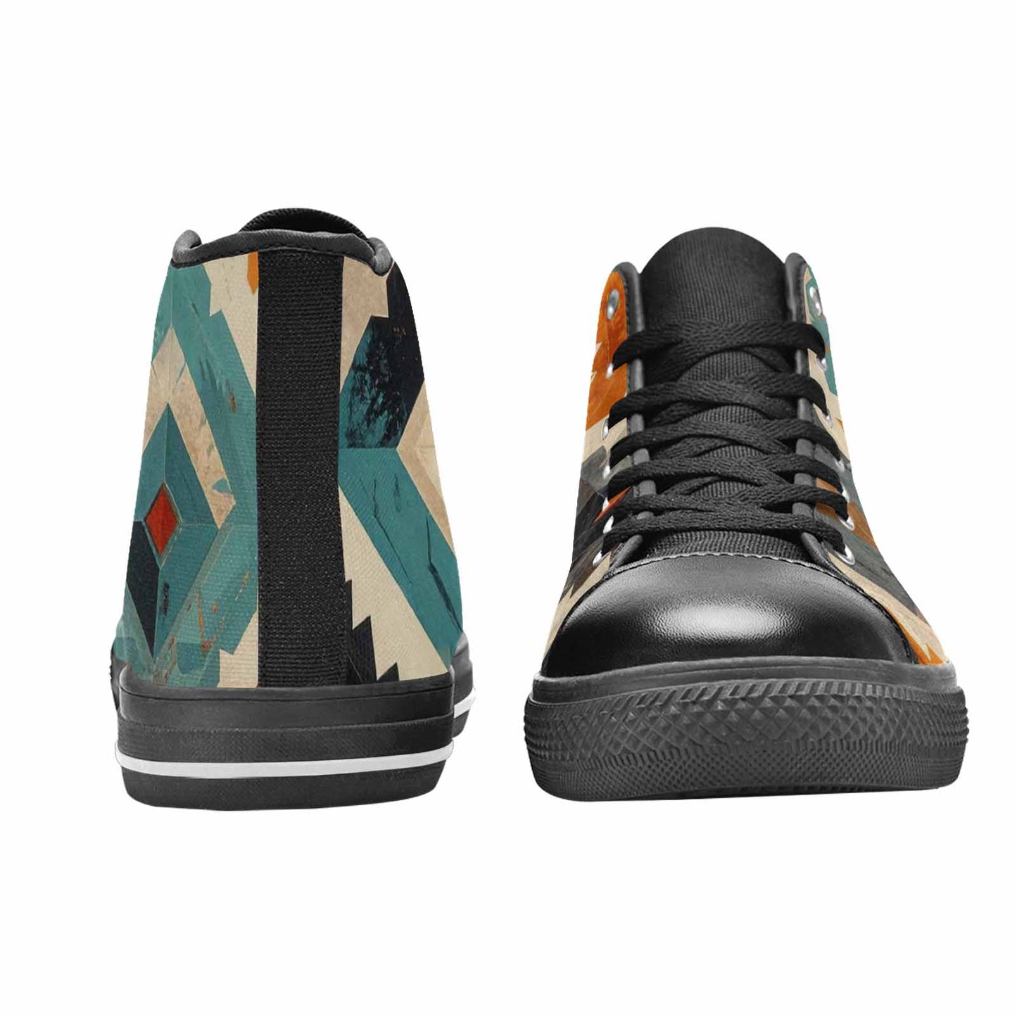 WOMEN'S Southwestern Geometric Diamond High Top Canvas Vibrant Chaos Sneakers