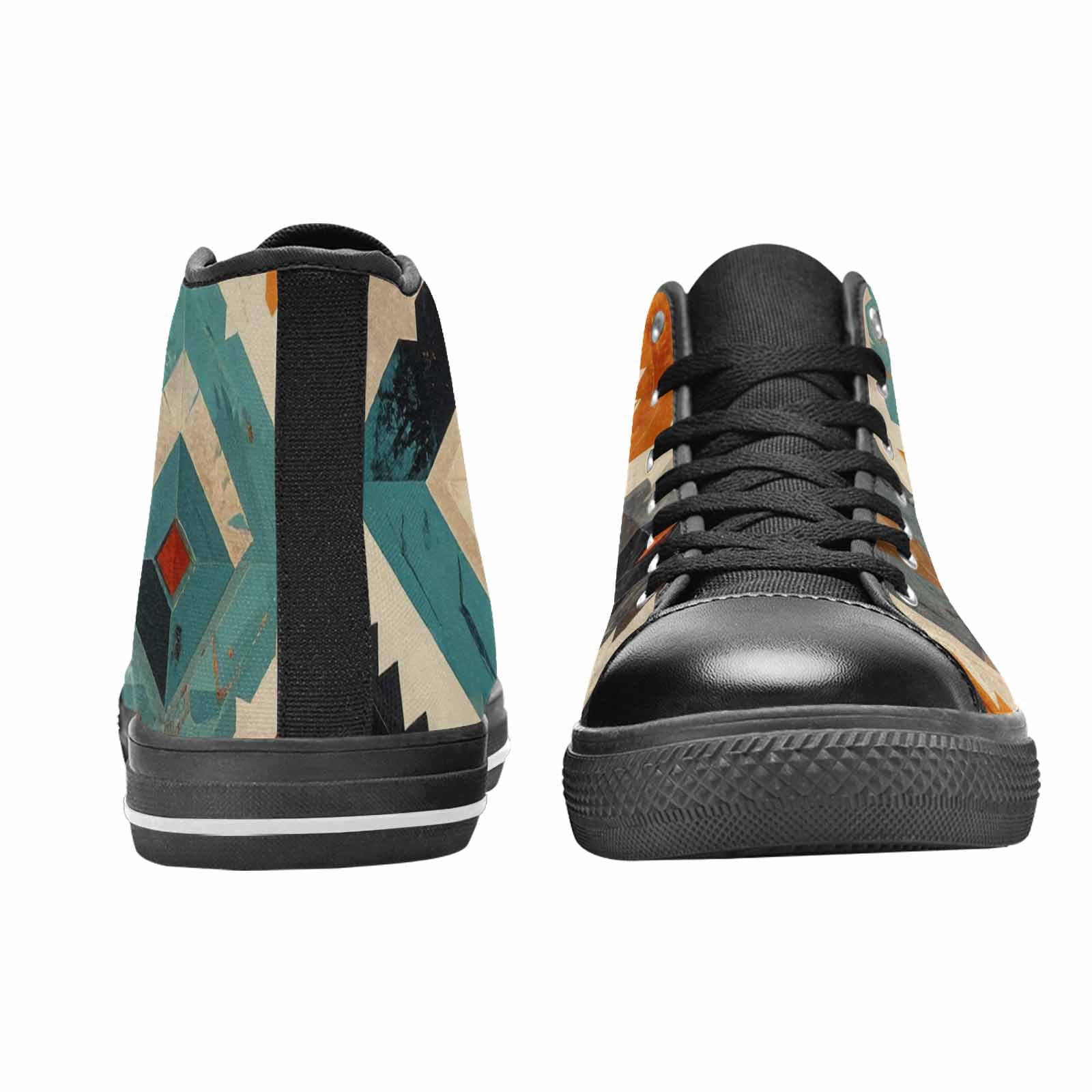 WOMEN'S Southwestern Geometric Diamond High Top Canvas Vibrant Chaos Sneakers
