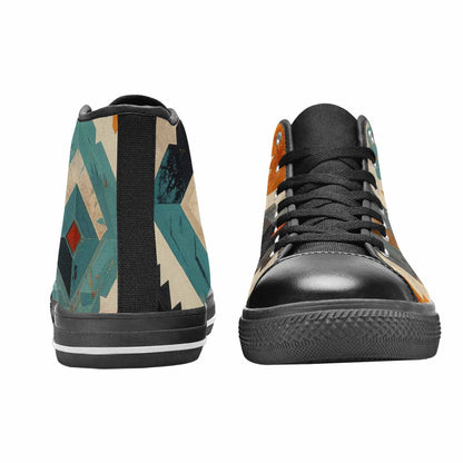 WOMEN'S Southwestern Geometric Diamond High Top Canvas Vibrant Chaos Sneakers