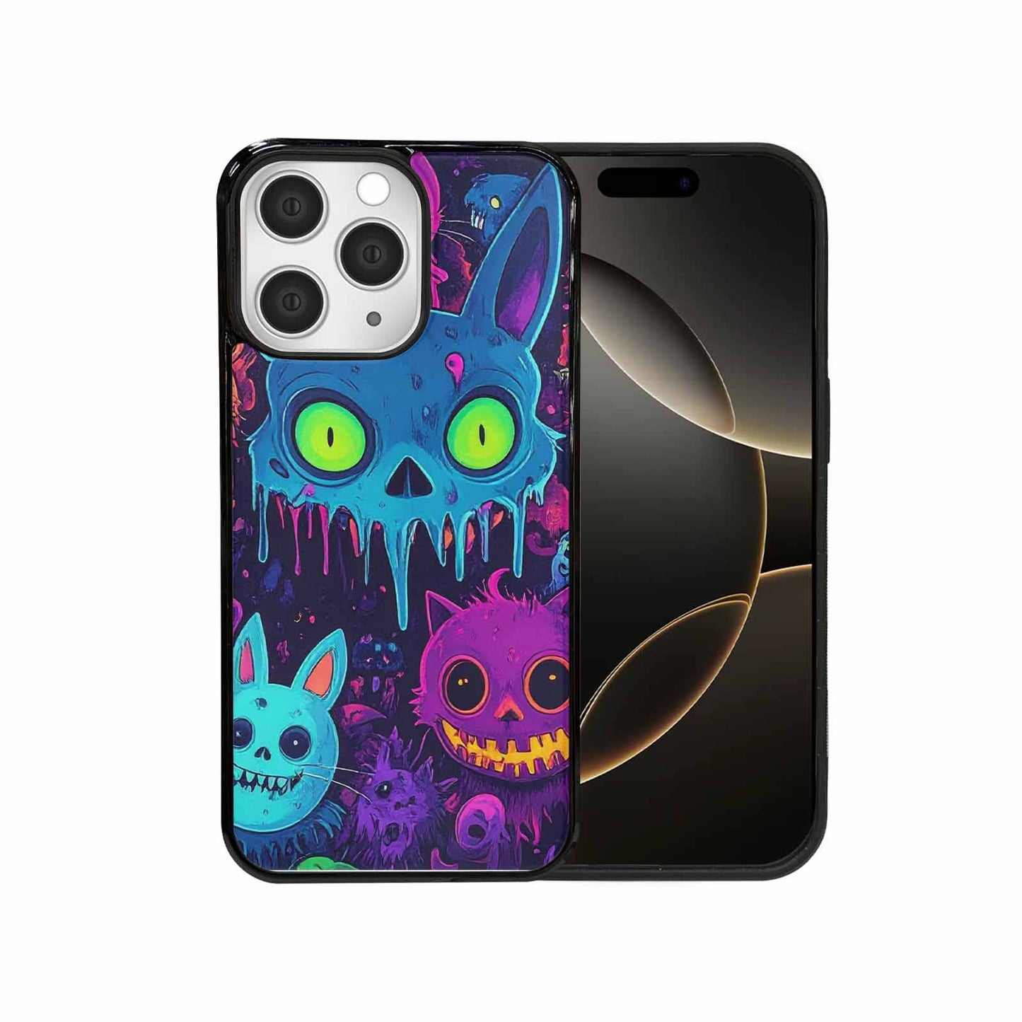 iPhone 15 Pro Max Case — Mixed Toxic Glow Creature Pattern Hundreds, Original Design Phone Case
