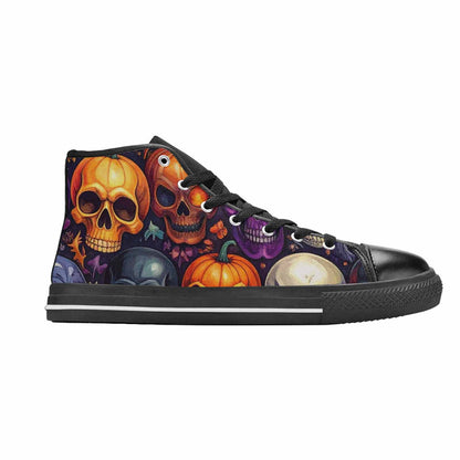 MEN'S Skulls - Halloween High Top Canvas Cottagecore Custom Shoes