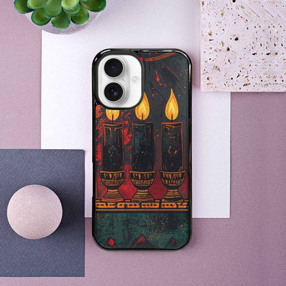 iPhone 16 Case — Kwanzaa Kinara Pattern Seamless Repeat African, Original Design Phone Case