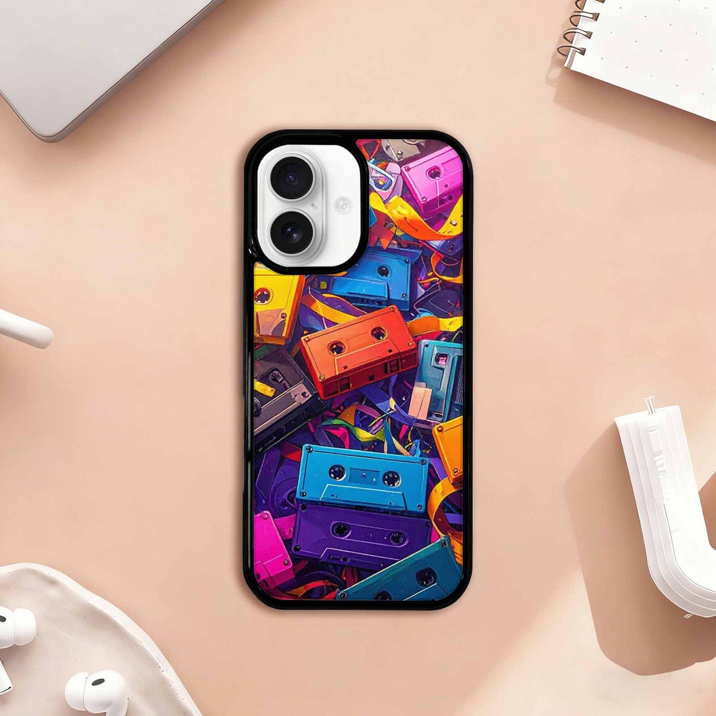 iPhone 17 Case — Retro Cassette Tape Pattern Retro Vintage, Unique Phone Case Design