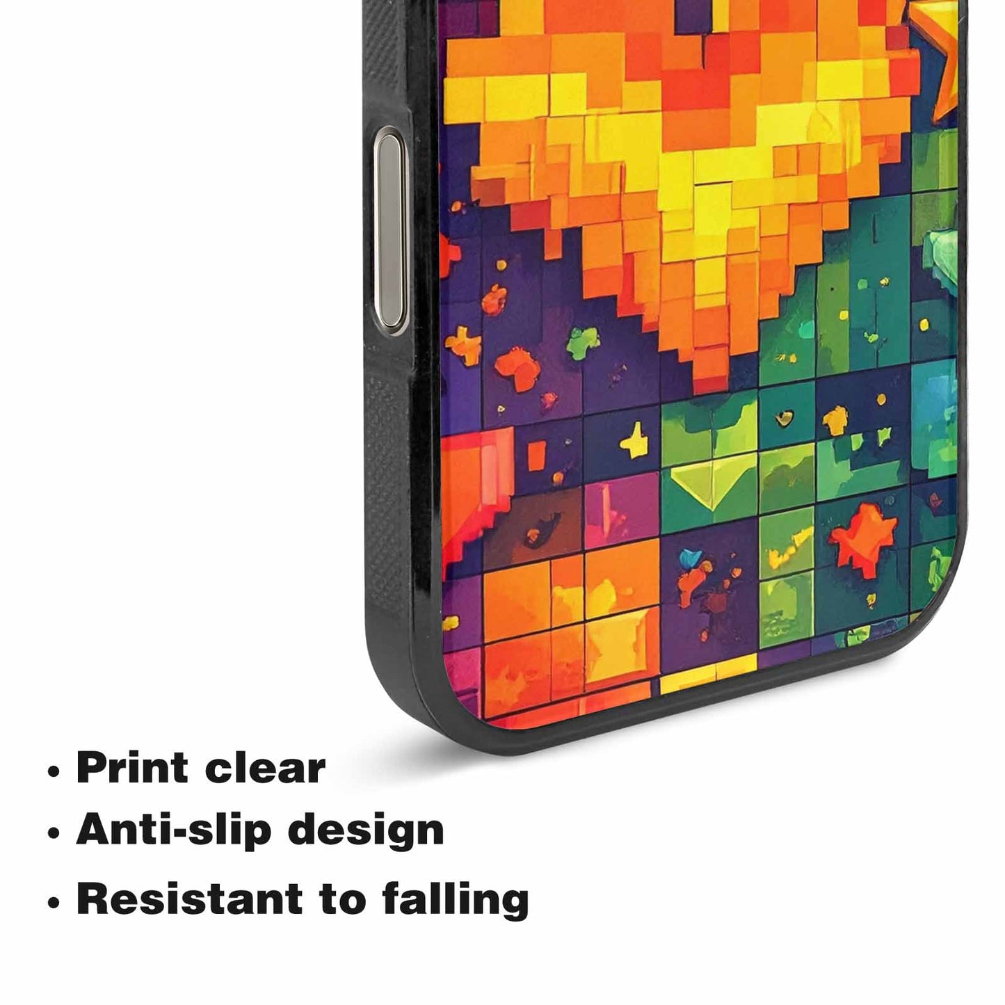 iPhone 16 Pro Case — Pixel Art 8 Bit Burst Pattern, Custom Printed Phone Case