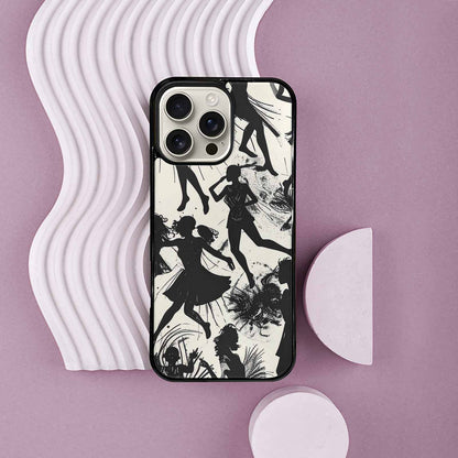 iPhone 16 Pro Max Case — Bold Dancing Figure Line Art Pattern, Custom Phone Case