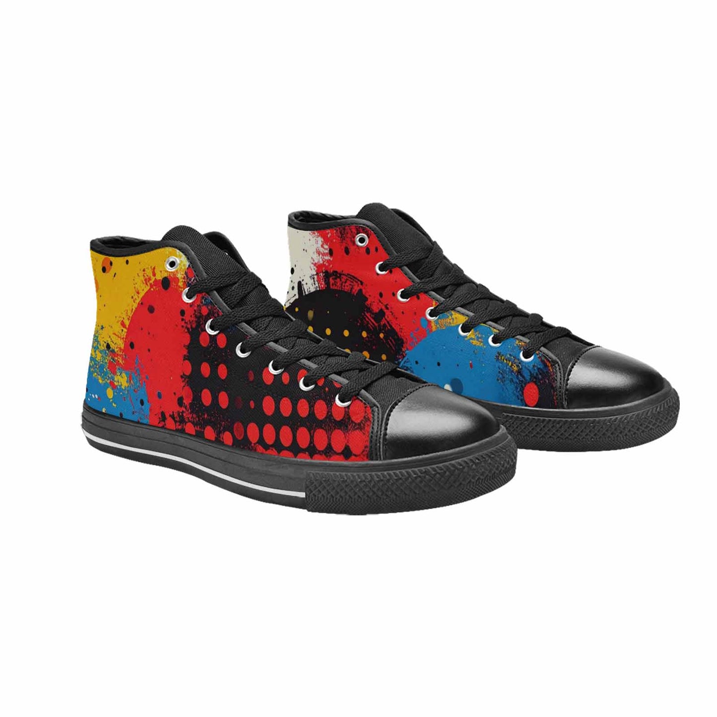 WOMEN'S Comic Book Halftone High Top Canvas Vibrant Chaos Custom Sneakers
