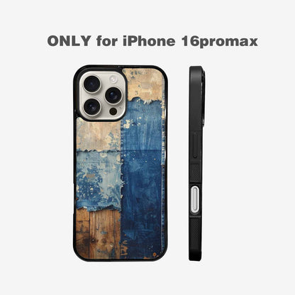 iPhone 16 Pro Max Case — Denim Distressed Textures Print Edge To, Unique Phone Case Design
