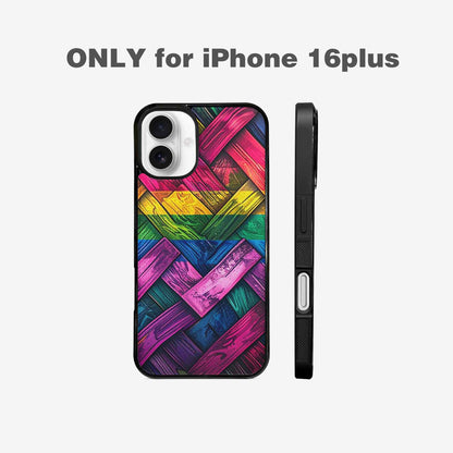 iPhone 16 Plus Case — Polysexual Flag Color Theme Small Rainbow, Custom Made Phone Cover