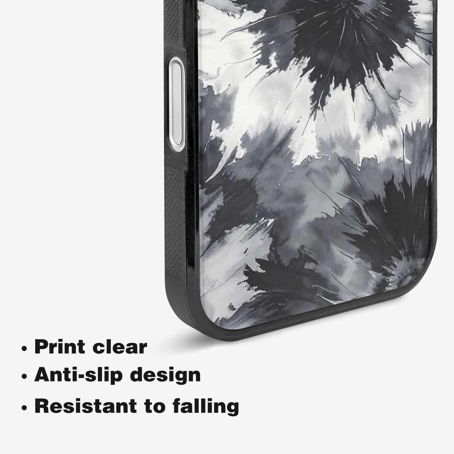 iPhone 16 Plus Case — Tie Dye Black And Gray Blended, Custom Printed Phone Case