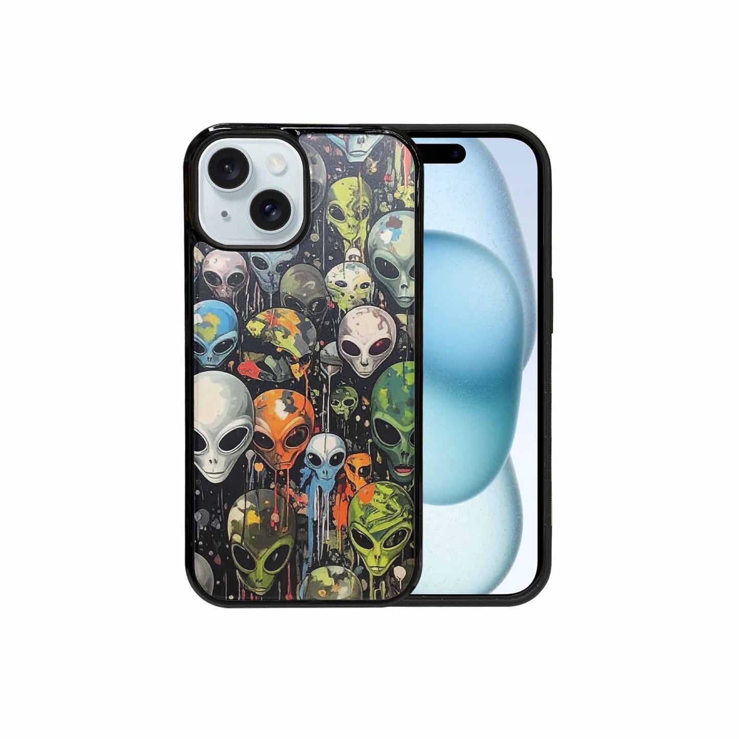 iPhone 15 Case — Aliens Camo Aliens Pattern Hundreds Of, Original Design Phone Case