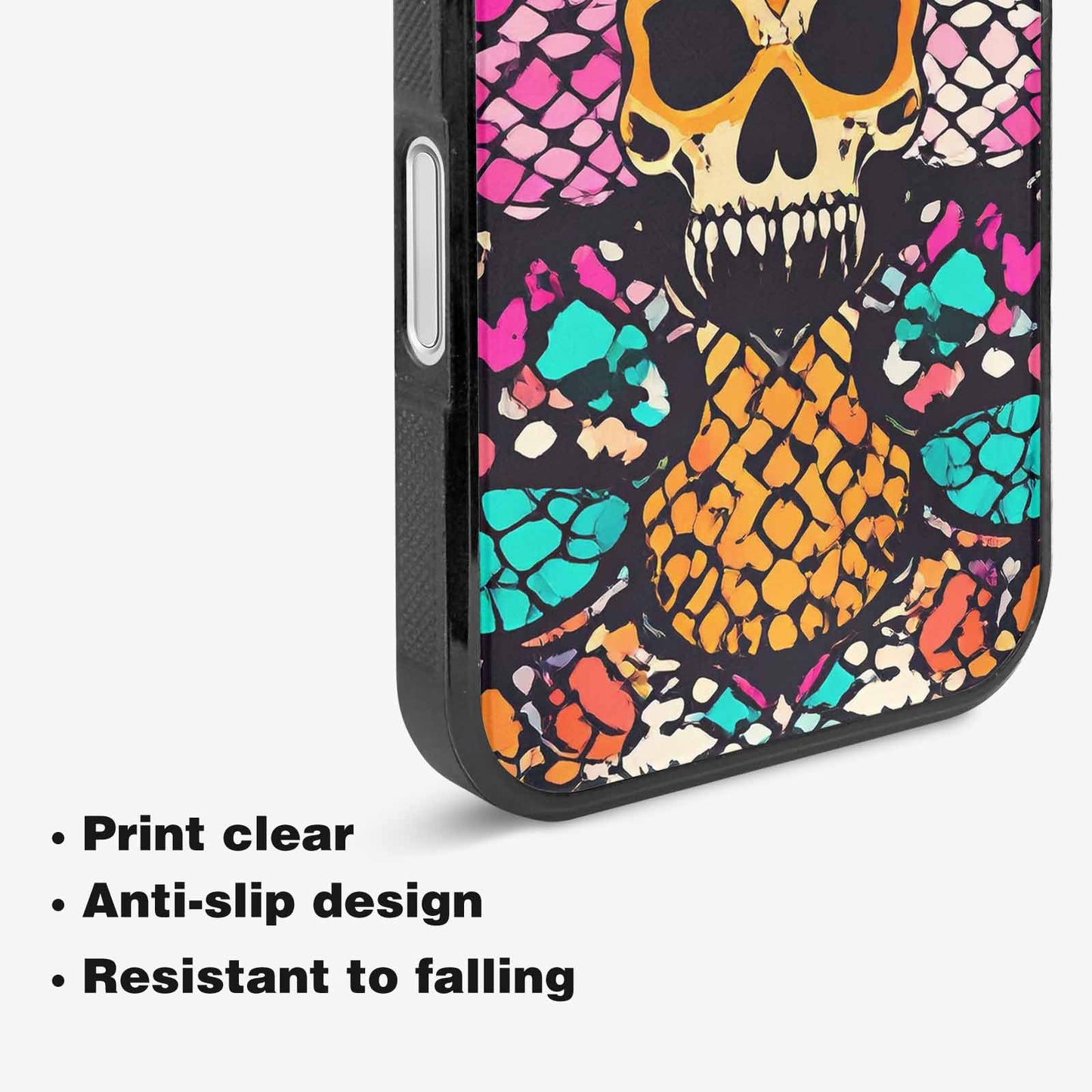 iPhone 16 Plus Case — Snake Print Skull, Customized Protective Case