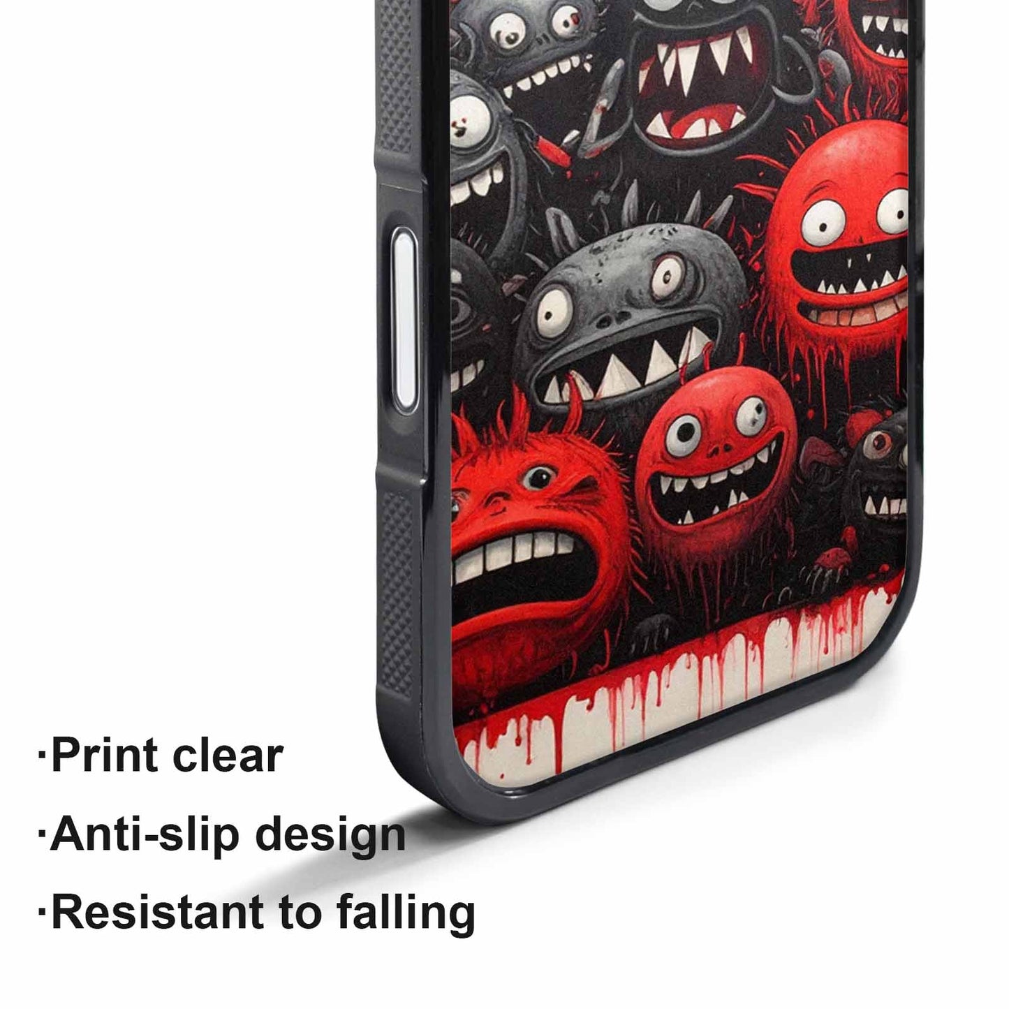 iPhone 17 Air Case — Black Red Ink Monsters General Cartoon, Unique Phone Case Design