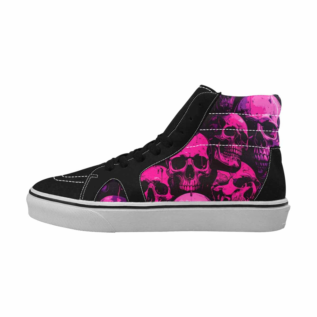 MEN'S Pink + Purple Skeletons High Top Canvas Neon Fantasy Custom Shoes