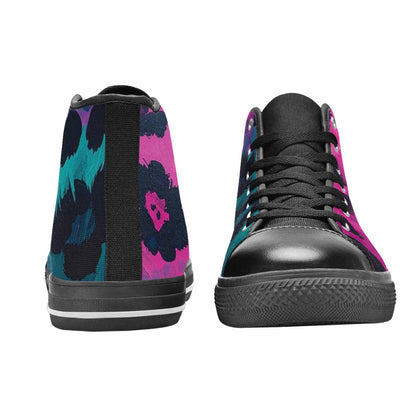 WOMEN'S Leopard Neon Pink Teal Airbrush High Top Canvas Surreal Sneakers