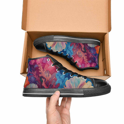 WOMEN'S Fish Scale Coral High Top Canvas Cottagecore Sneakers