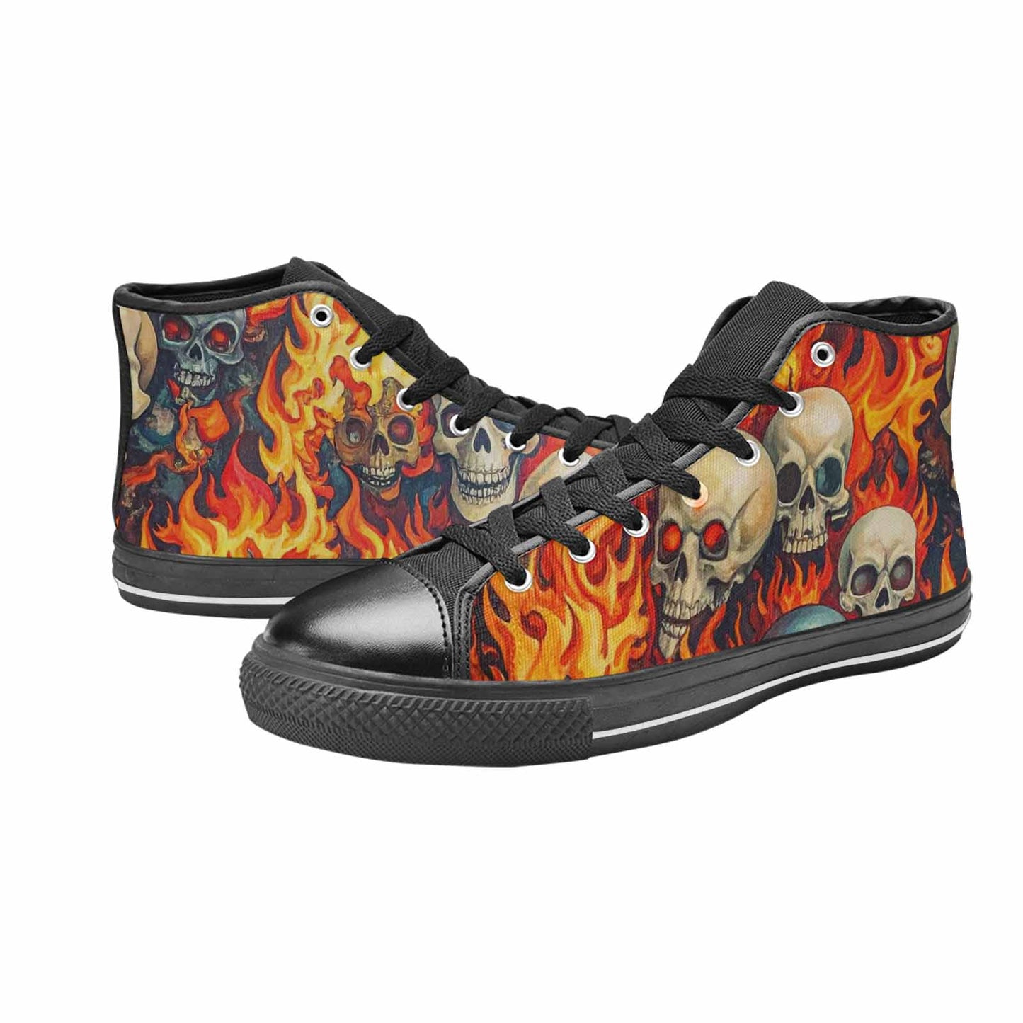 MEN'S Skulls - Flaming High Top Canvas Dark Academia Sneakers