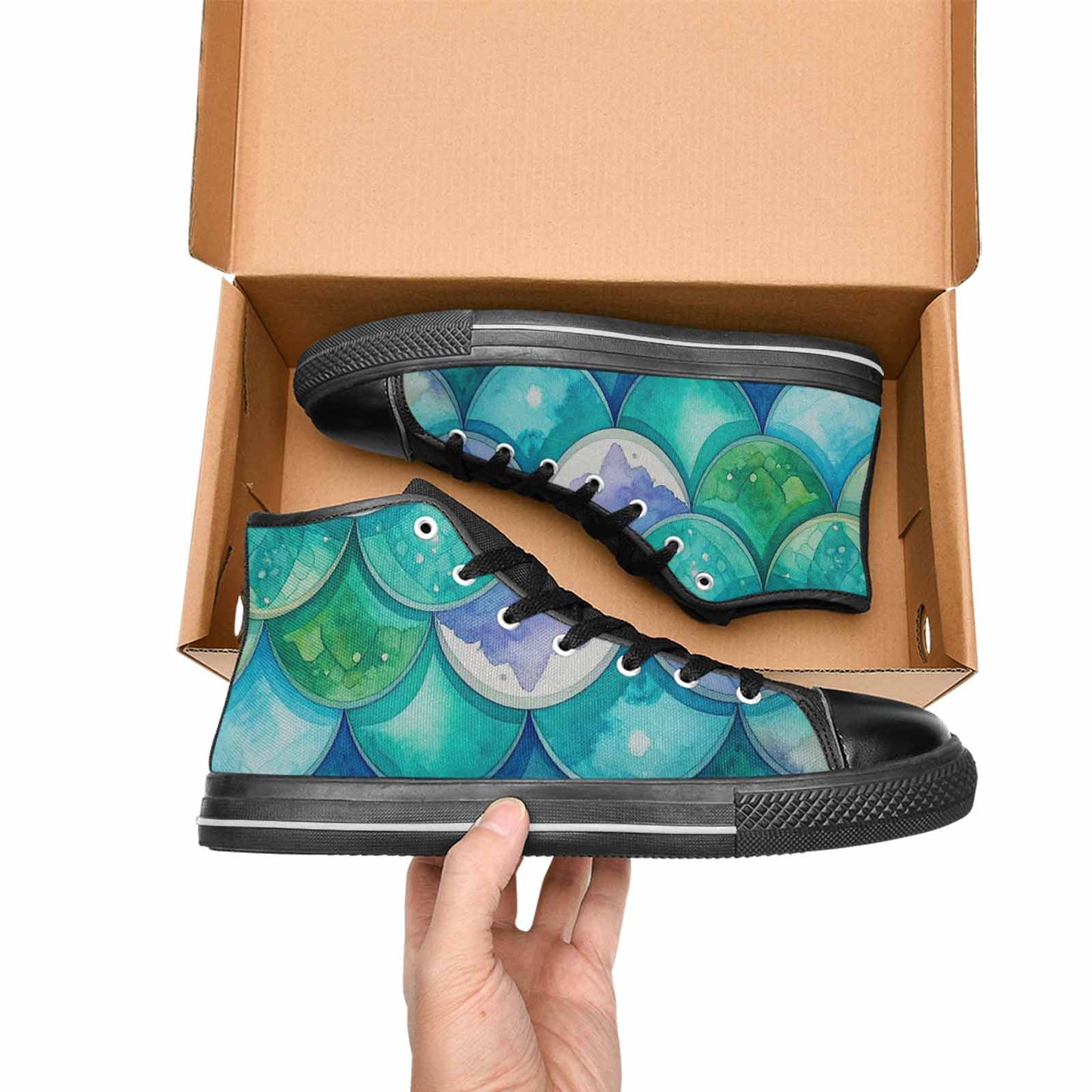 WOMEN'S Mermaid Scale High Top Canvas Y2K Custom Shoes