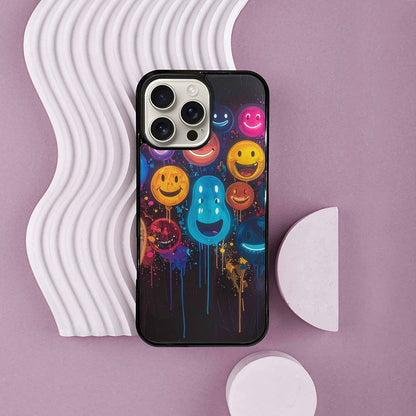 iPhone 16 Pro Max Case — Smiley Faces Glow Smiley Faces Pattern, Custom Made Phone Cover