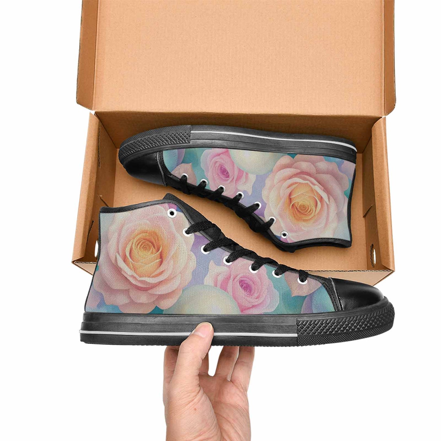 WOMEN'S Skulls Roses Candy Airbrush High Top Canvas Dreamcore Custom Shoes