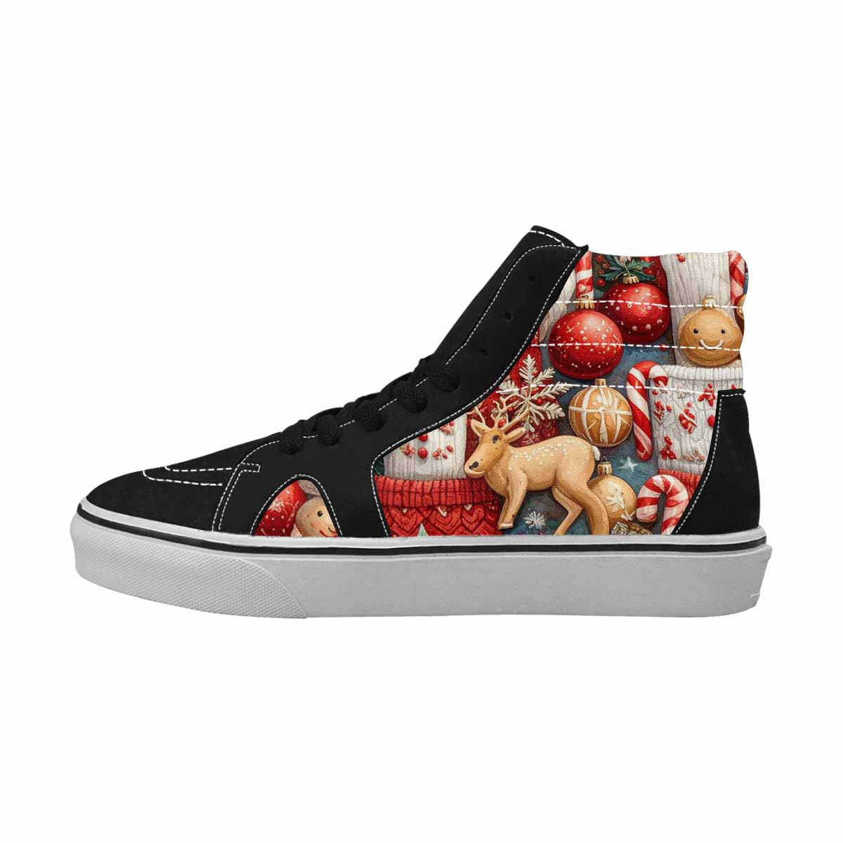 WOMEN'S Christmas Holly Snowflake High Top Canvas Vibrant Chaos Custom Shoes