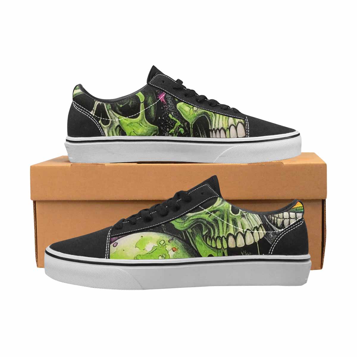 WOMEN'S Rainbow From Skull S Lace-Up Canvas Melting Art Sneakers