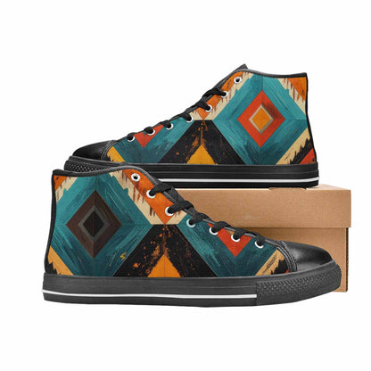 MEN'S Southwestern Geometric Diamond High Top Canvas Vivid Sneakers