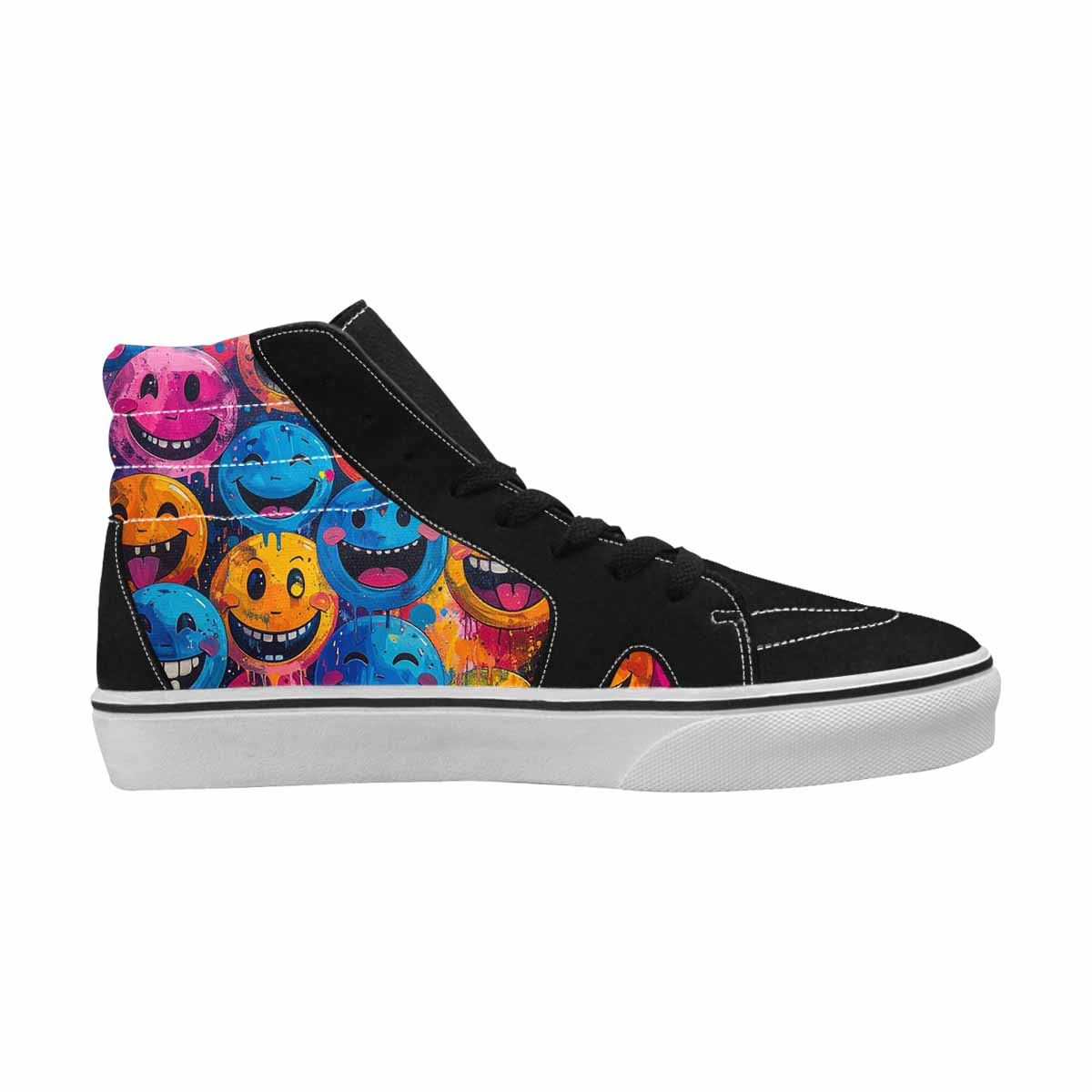 MEN'S Melting Moon Smiley High Top Canvas Neon Fantasy Custom Shoes