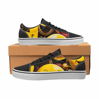 WOMEN'S Melting Moon Smiley  Lace-Up Canvas Cottagecore Custom Sneakers