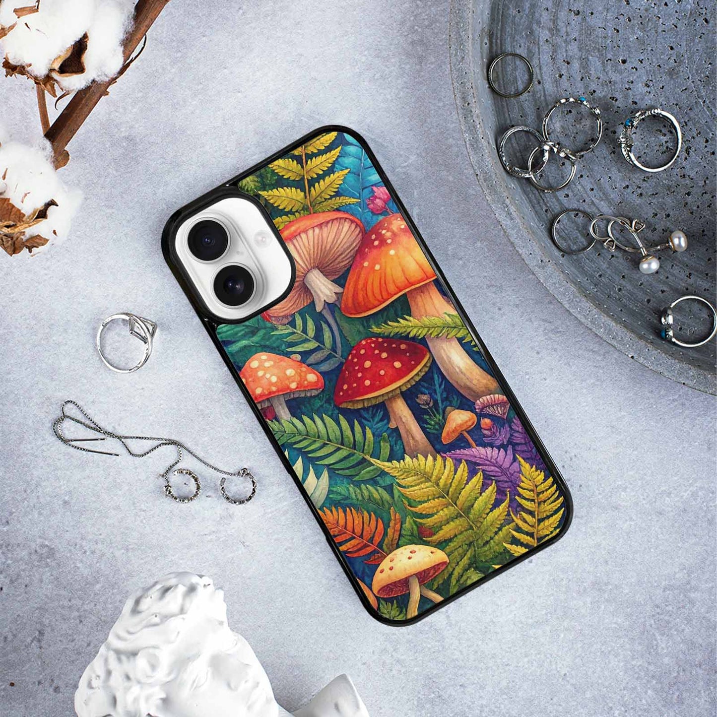 iPhone 16 Plus Case — Mushrooms Botanicalmushrooms P Cix, Customized Protective Case