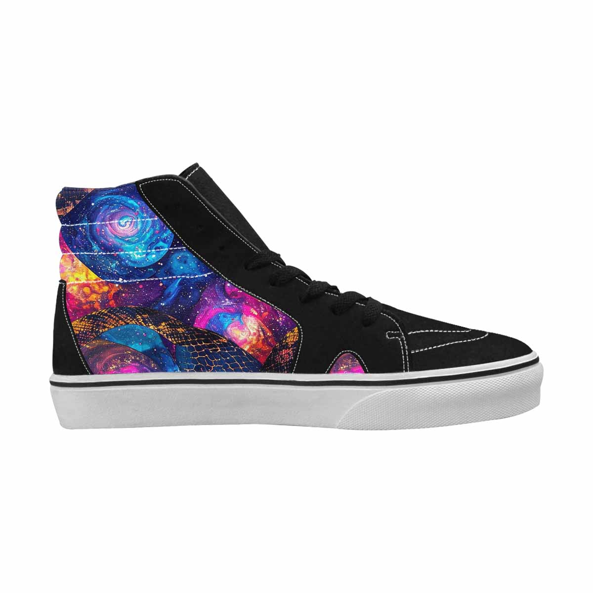 MEN'S Galaxy Snake Print High Top Canvas Vibrant Chaos Sneakers