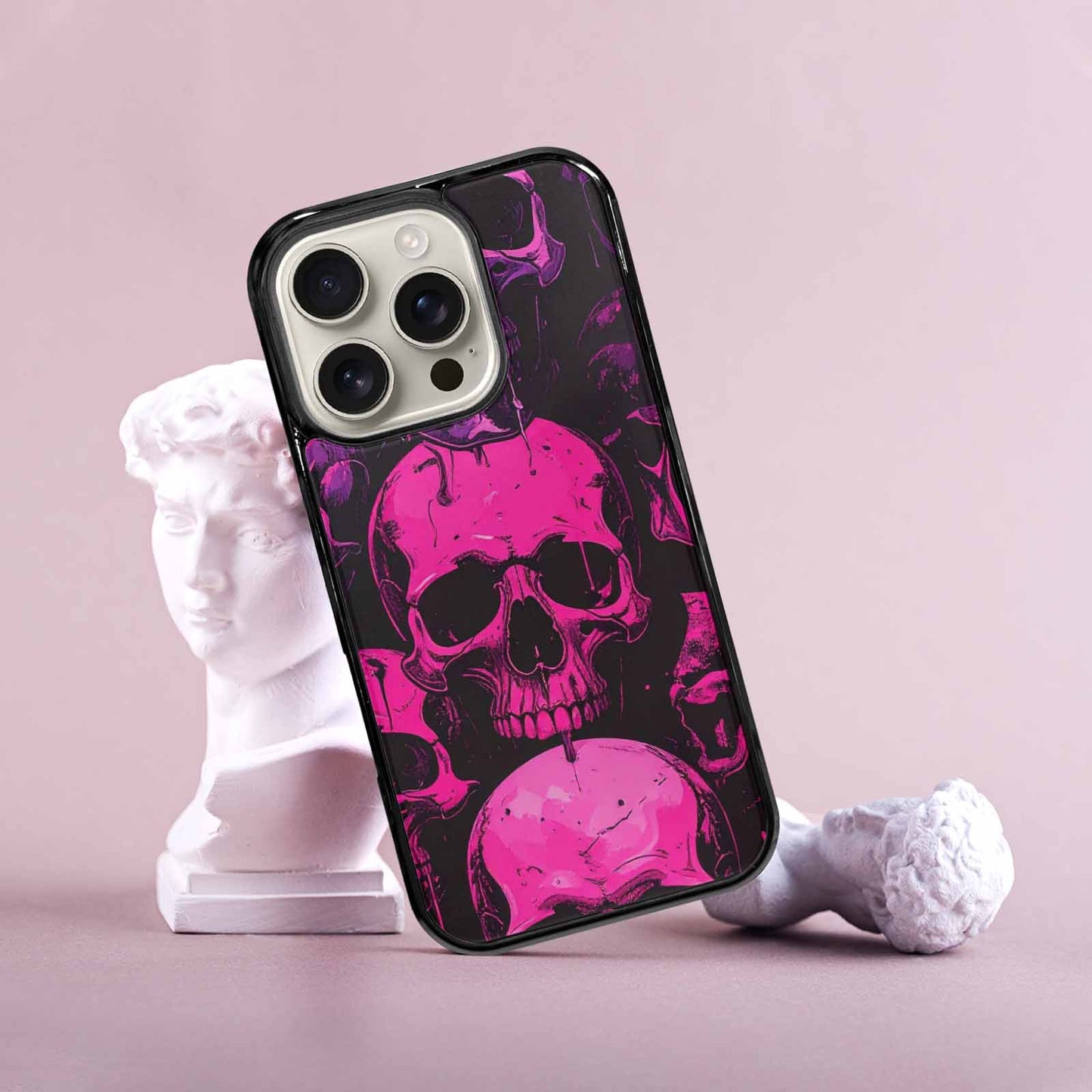 iPhone 16 Pro Case — Pink Purple Skeletons Neon Drip Melting, Custom Art Phone Cover