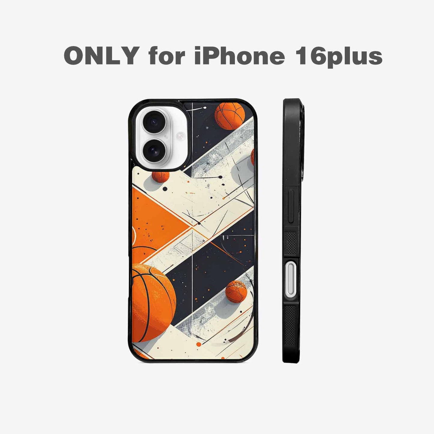 iPhone 16 Plus Case — Basketball Pattern Court Lines And Balls, Custom Art Phone Cover