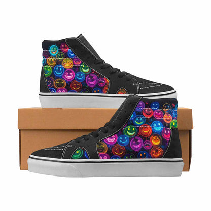 WOMEN'S Smiley Face High Top Canvas Artist-designed Wallpaper Art Sneakers