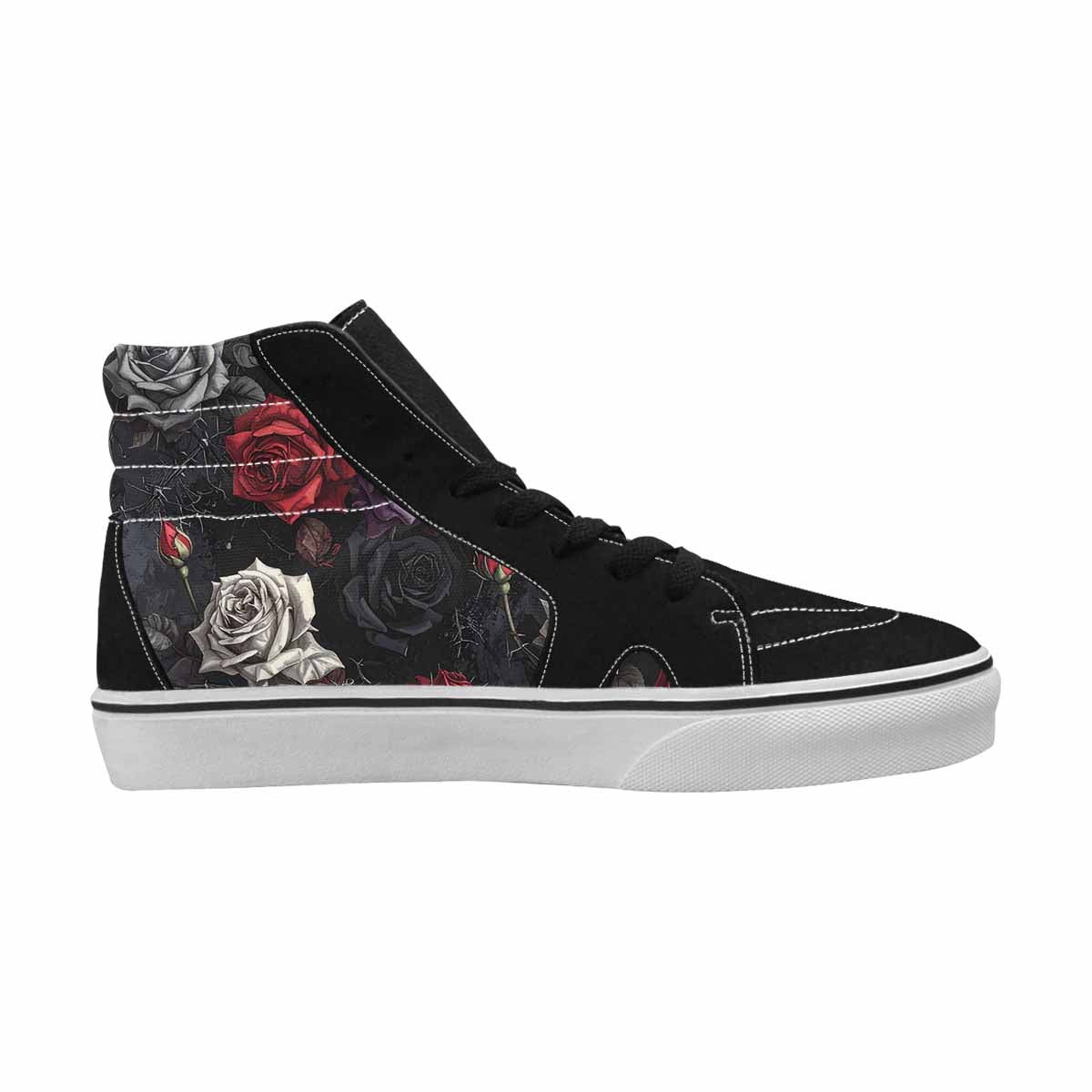 WOMEN'S Black Gothic Rose High Top Canvas Vivid Custom Shoes