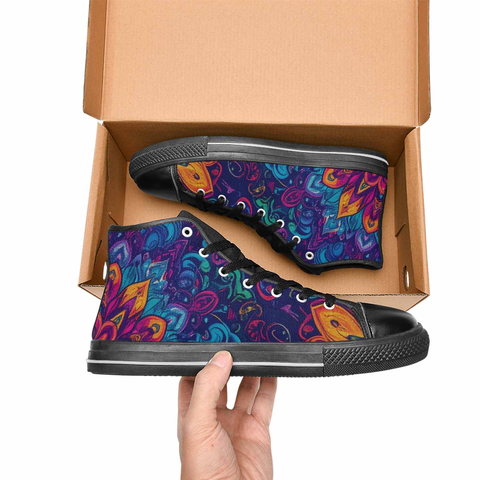WOMEN'S Tie Dye Mandala High Top Canvas Y2K Sneakers
