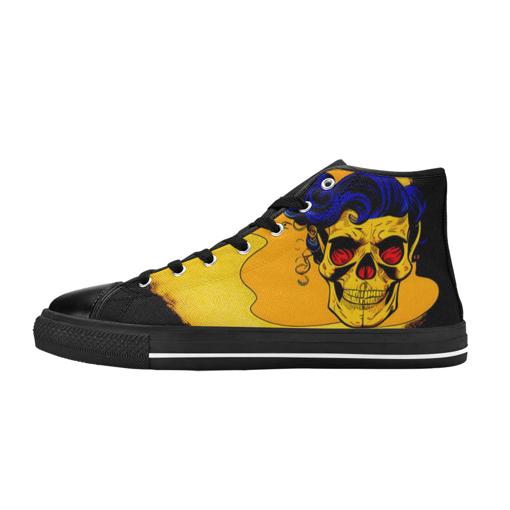WOMEN'S Cc Retro Skull Art High Top Canvas Dark Academia Shoes
