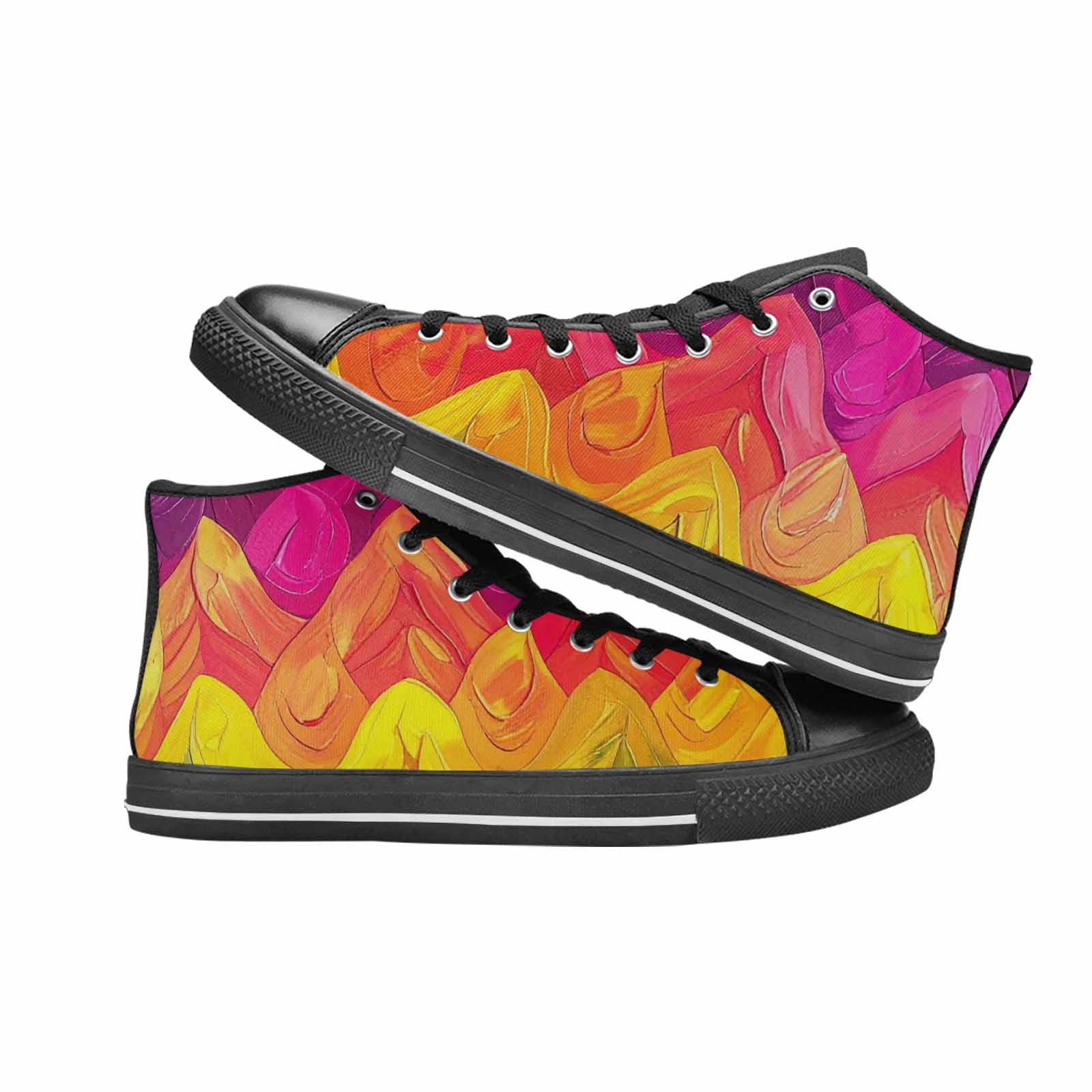 MEN'S Pansexual Flag Color High Top Canvas Vibrant Chaos Sneakers