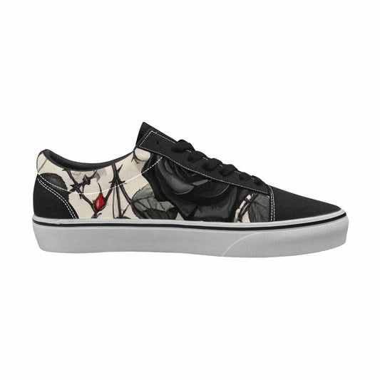 MEN'S Black Gothic Rose Canvas Lace-Up Vibrant Chaos Custom Sneakers