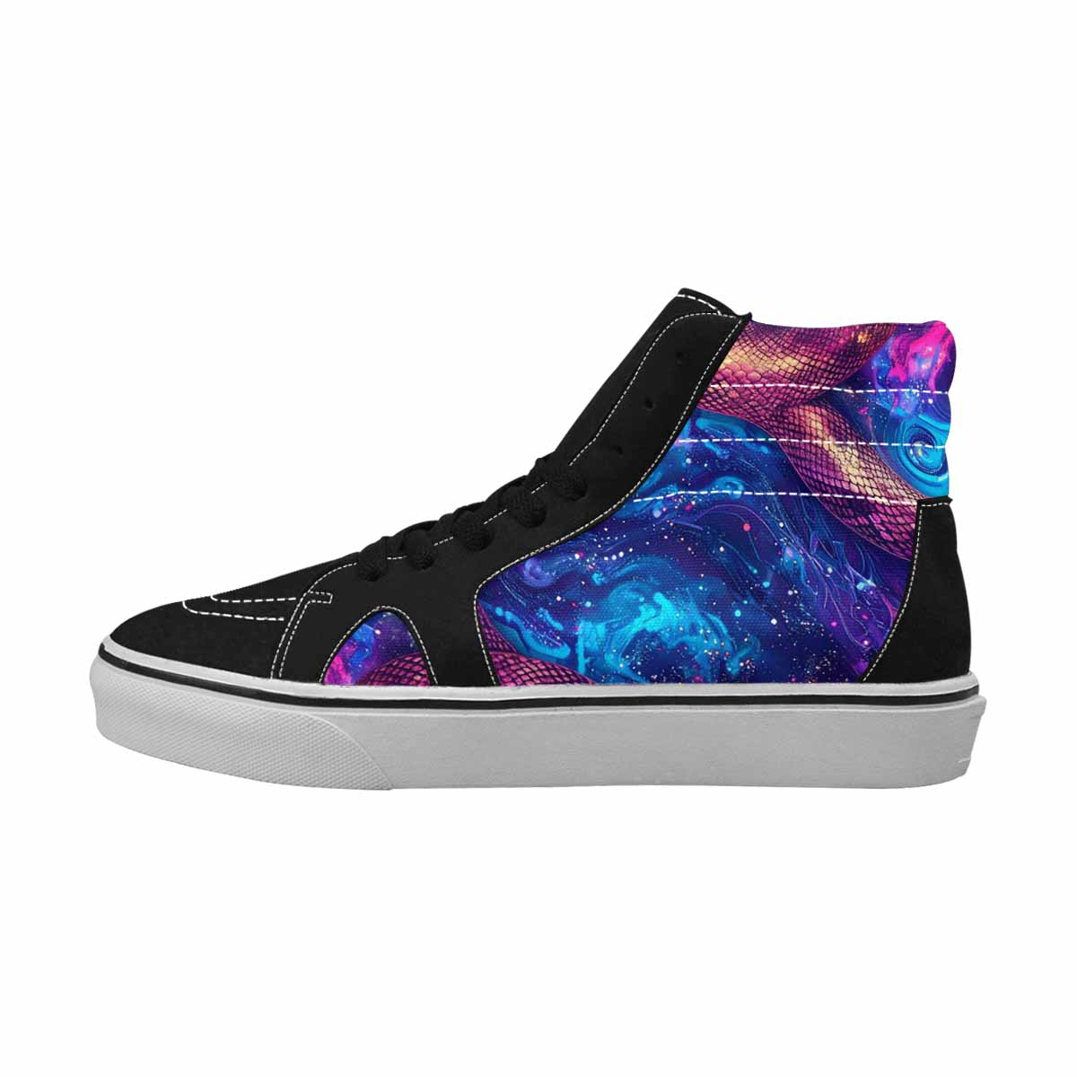 MEN'S Galaxy Snake Print High Top Canvas Grunge Custom Sneakers