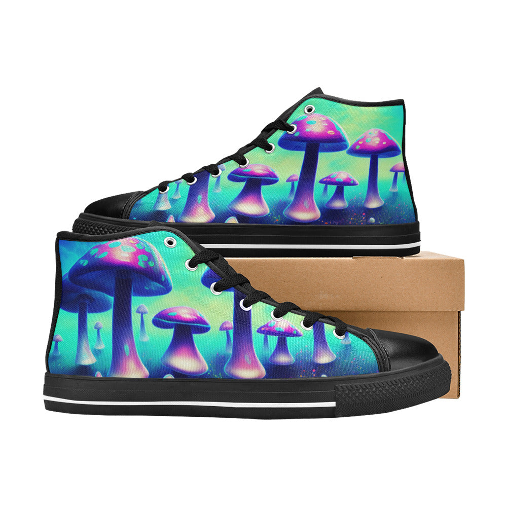 WOMEN'S Colorful Mushrooms Art Vibe High Top Canvas Dreamcore Custom Shoes
