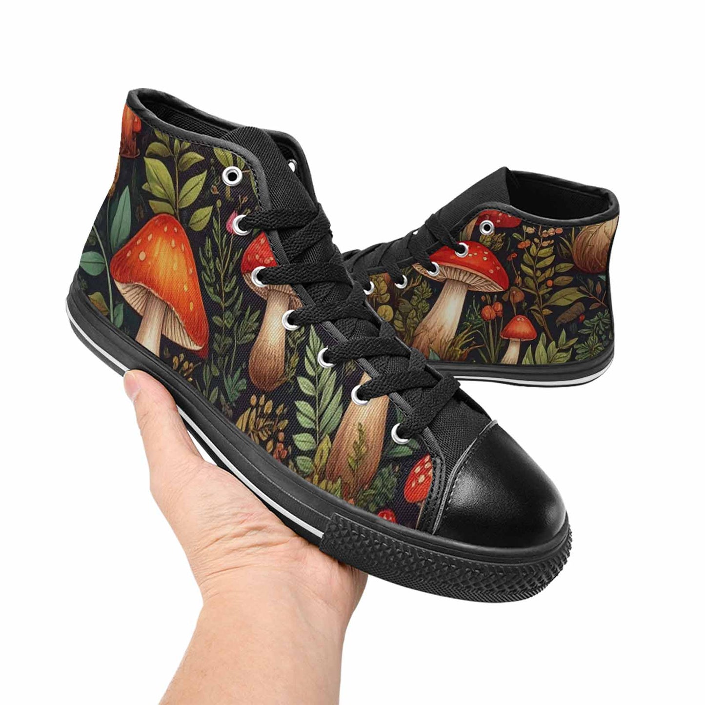 WOMEN'S Mushroom High Top Canvas Cottagecore Custom Shoes