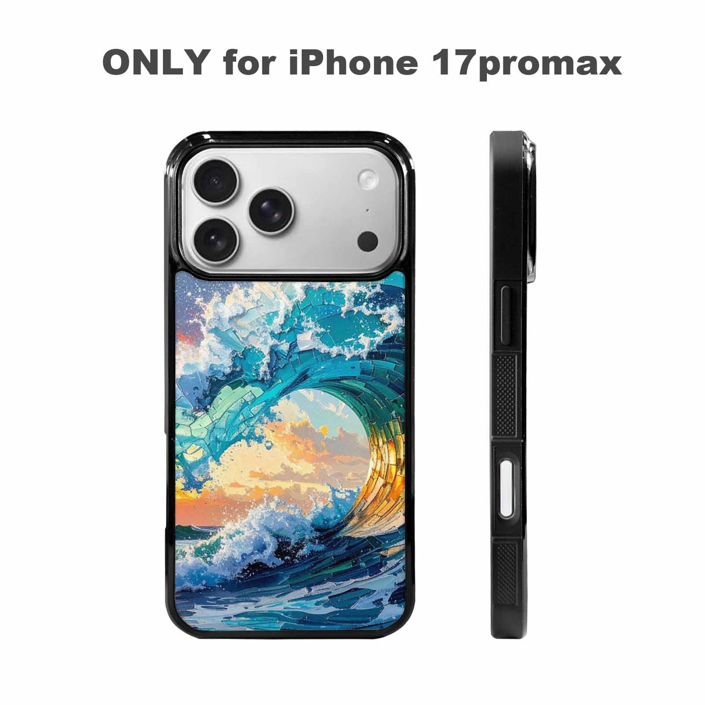 iPhone 17 Pro Max Case — Wave Crest Splash Wave Watercolor Abstract, Custom Print Case Cover