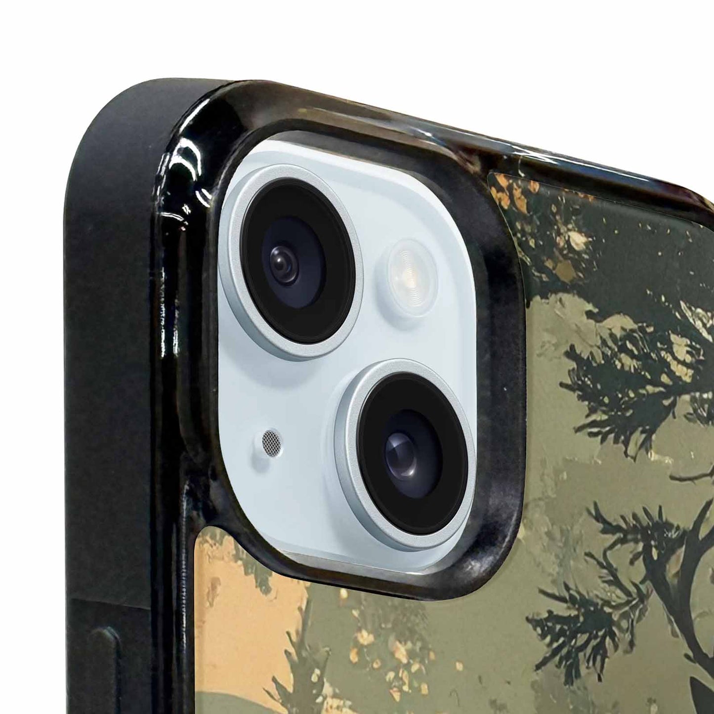 iPhone 15 Case — Hunting Camouflage Pattern With Deer And, Custom Made Phone Cover
