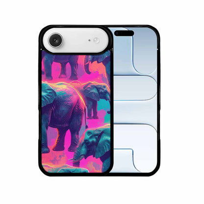 iPhone 17 Air Case — Neon Pizza Elephant Silhouette Original Art, Customized Protective Case