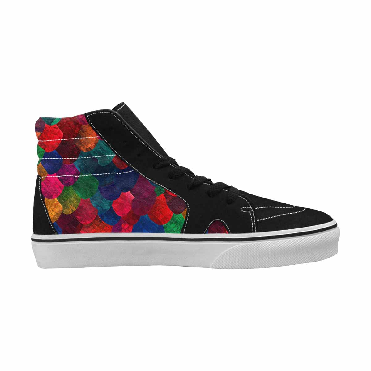 MEN'S Dark Snake Print High Top Canvas Neon Fantasy Custom Shoes