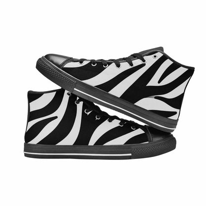 MEN'S Zebra Print Black White High Top Canvas Y2K Sneakers