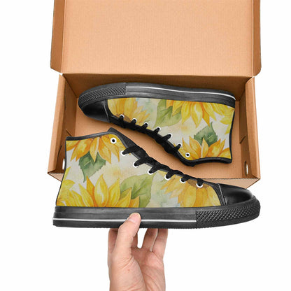 MEN'S Sunflowers Watercolor High Top Canvas Surreal Custom Sneakers
