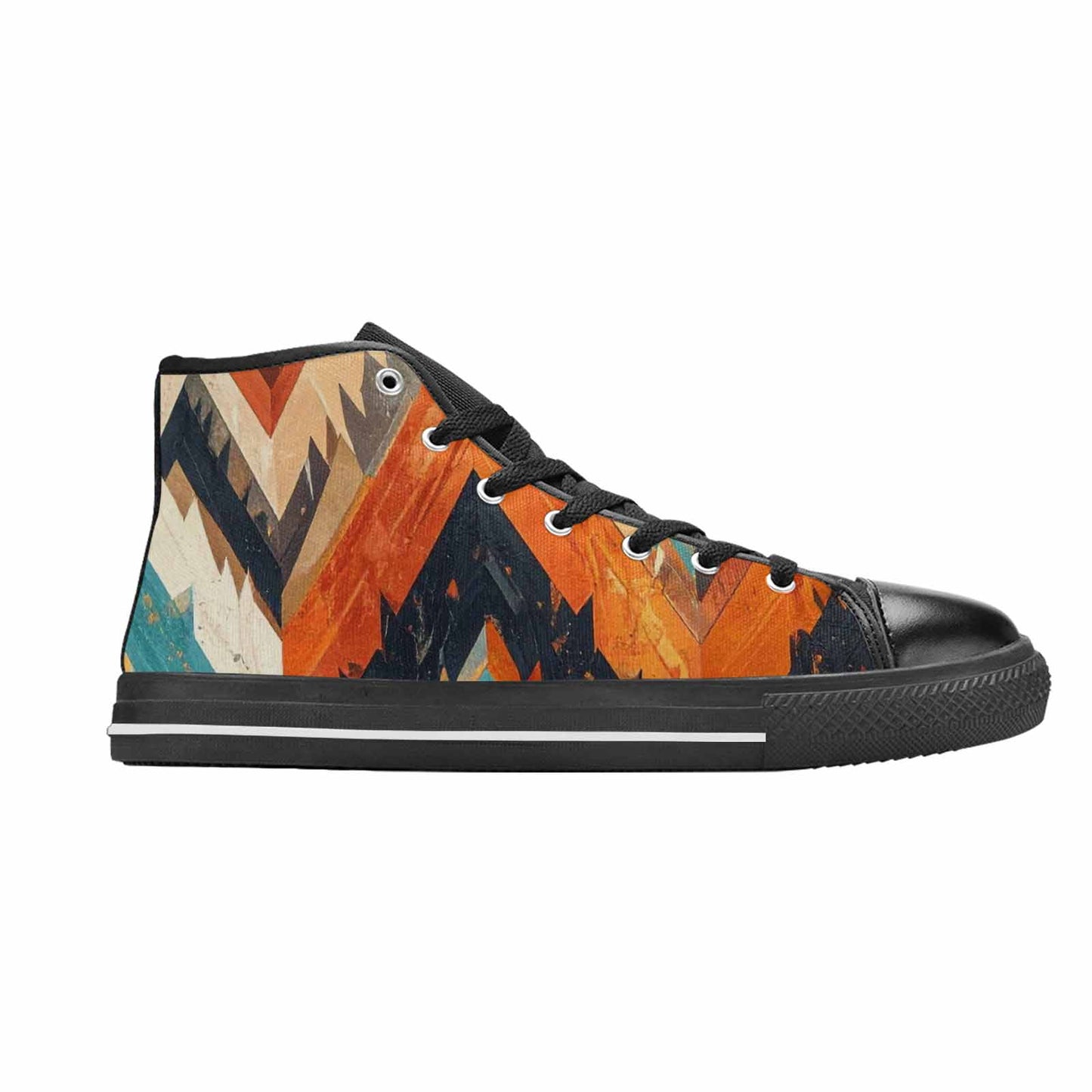 MEN'S Southwestern Geometric Diamond High Top Canvas Neon Fantasy Custom Shoes