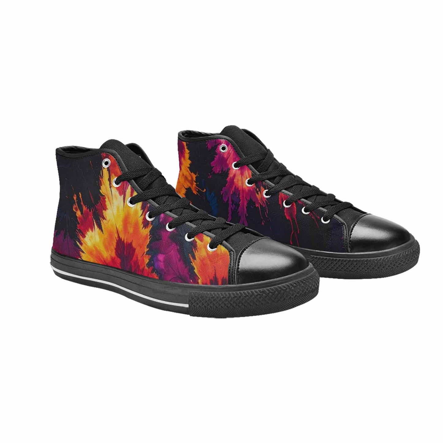 MEN'S Tie Dye Dark High Top Canvas Neon Fantasy Custom Shoes