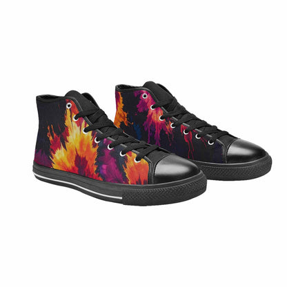 MEN'S Tie Dye Dark High Top Canvas Neon Fantasy Custom Shoes
